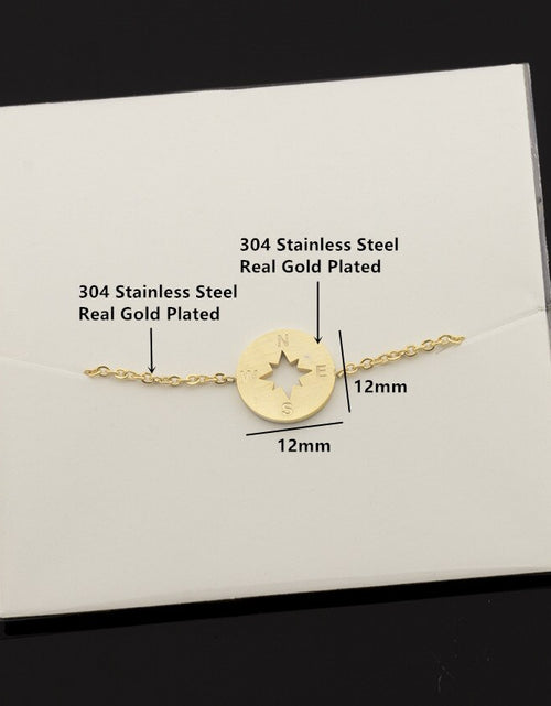 Load image into Gallery viewer, Gold Compass Bracelet Stainless Steel Dainty Disc
