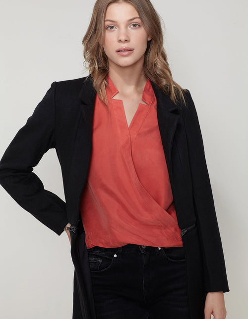 Load image into Gallery viewer, Women&#39;s Wool-blended Open Front Jacket In Black
